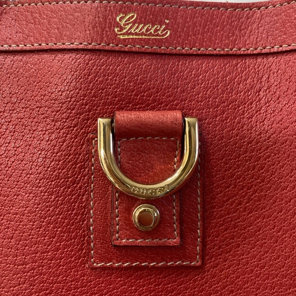 Gucci Deep Red Leather with Interior Logo Rim Tote - Picture 2 of 12